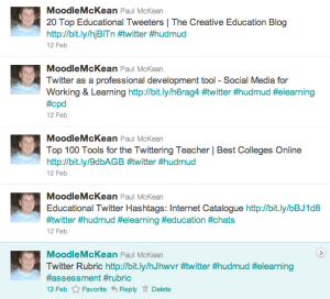 A number of Tweets using the hash tag #hudmud